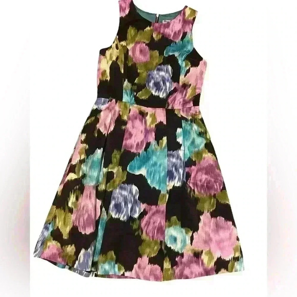 Eliza J Black and Purple Floral A-Line Dress - Picture 1 of 8